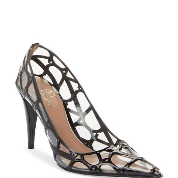 Valentino Garavani Women's Logo Pointed Toe High Heel Pumps - Picture 1 of 9
